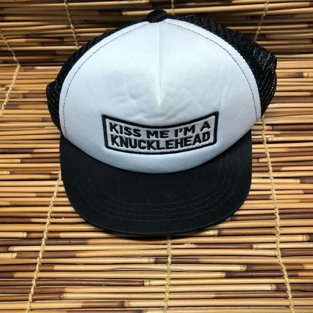 Knuckleheads Extra Small (XS) Infant Trucker Mesh Snap Back Hat Kiss Me I'm a Kn